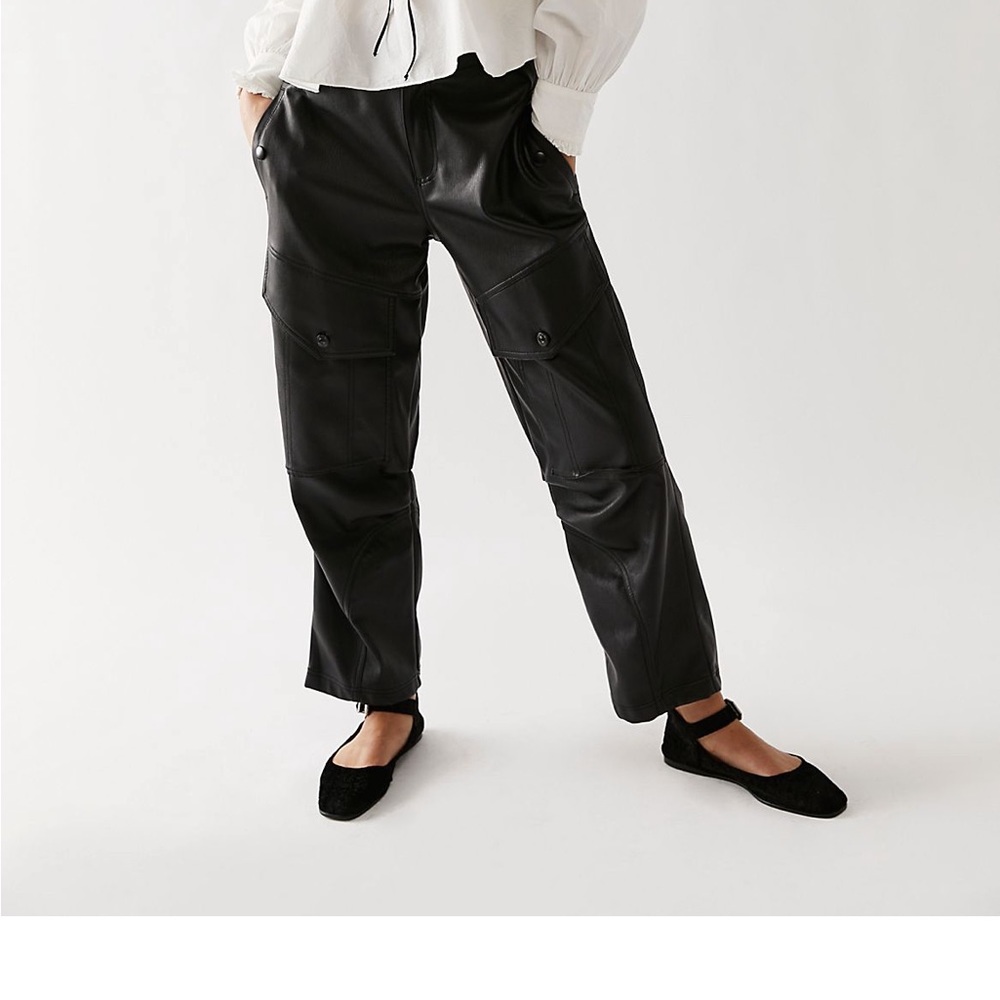 Free people vegan leather cargo pants